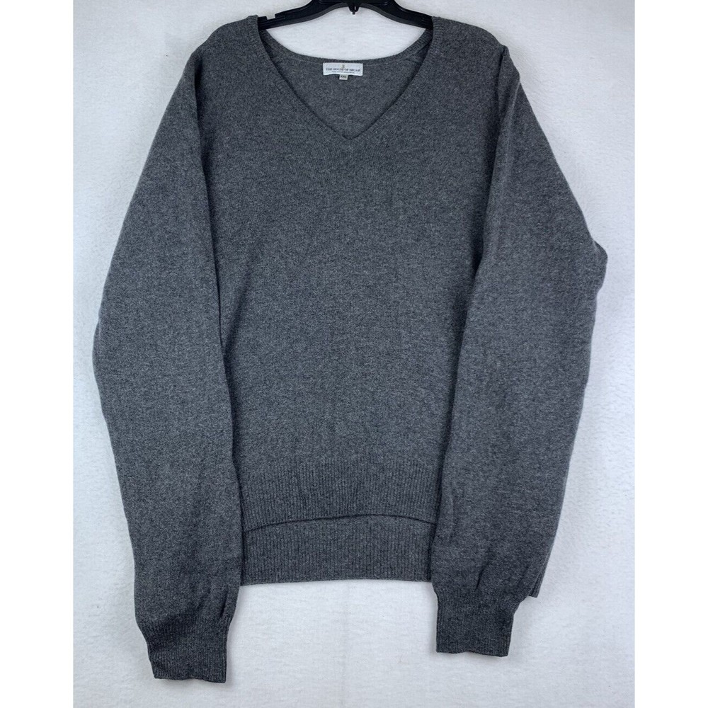 House of Bruar Men’s XXL Sweater Gray V Neck 100% Pure New Lambswool Wool